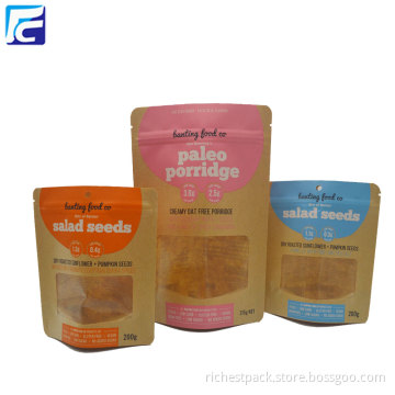 Gravure Printing Ziplock Kraft Paper Bags For Food